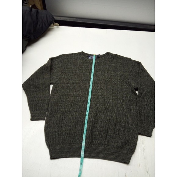 Peconic Bay Sweater Mens Large Gray Knit Heavy Long Sleeve Cotton Made In Usa - Picture 2 of 5